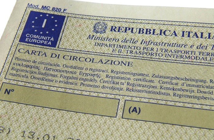 Olasz forgalmi engedély - Carta di Circolazione