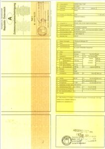 Papír alapú osztrák forgalmi első rész - Zulassungsbescheinigung Teil I