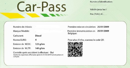 CarPass belga gépjármű előélet rendszer