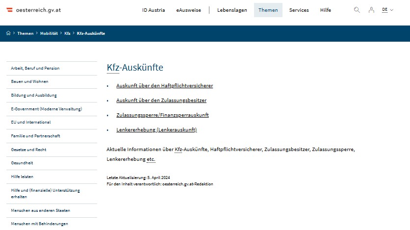 Osztrák autó alapadatok adatbázis