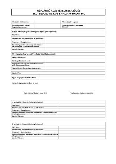 Letölthető kétnyelvű adásvételi szerződés, dán-magyar, magánszemély és cég között